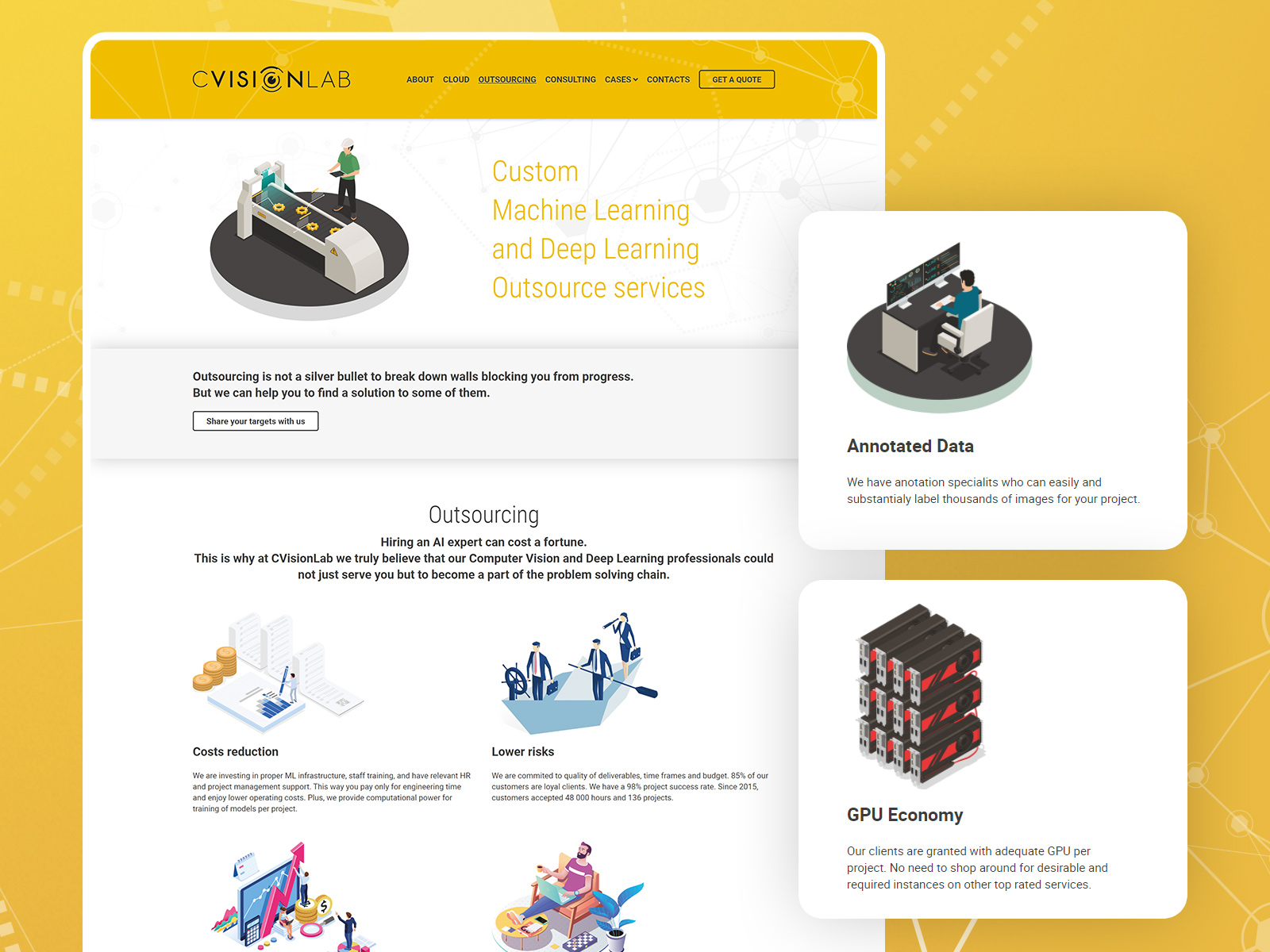 Website of the developer in the field of artificial intelligence IT company CVisionLab
