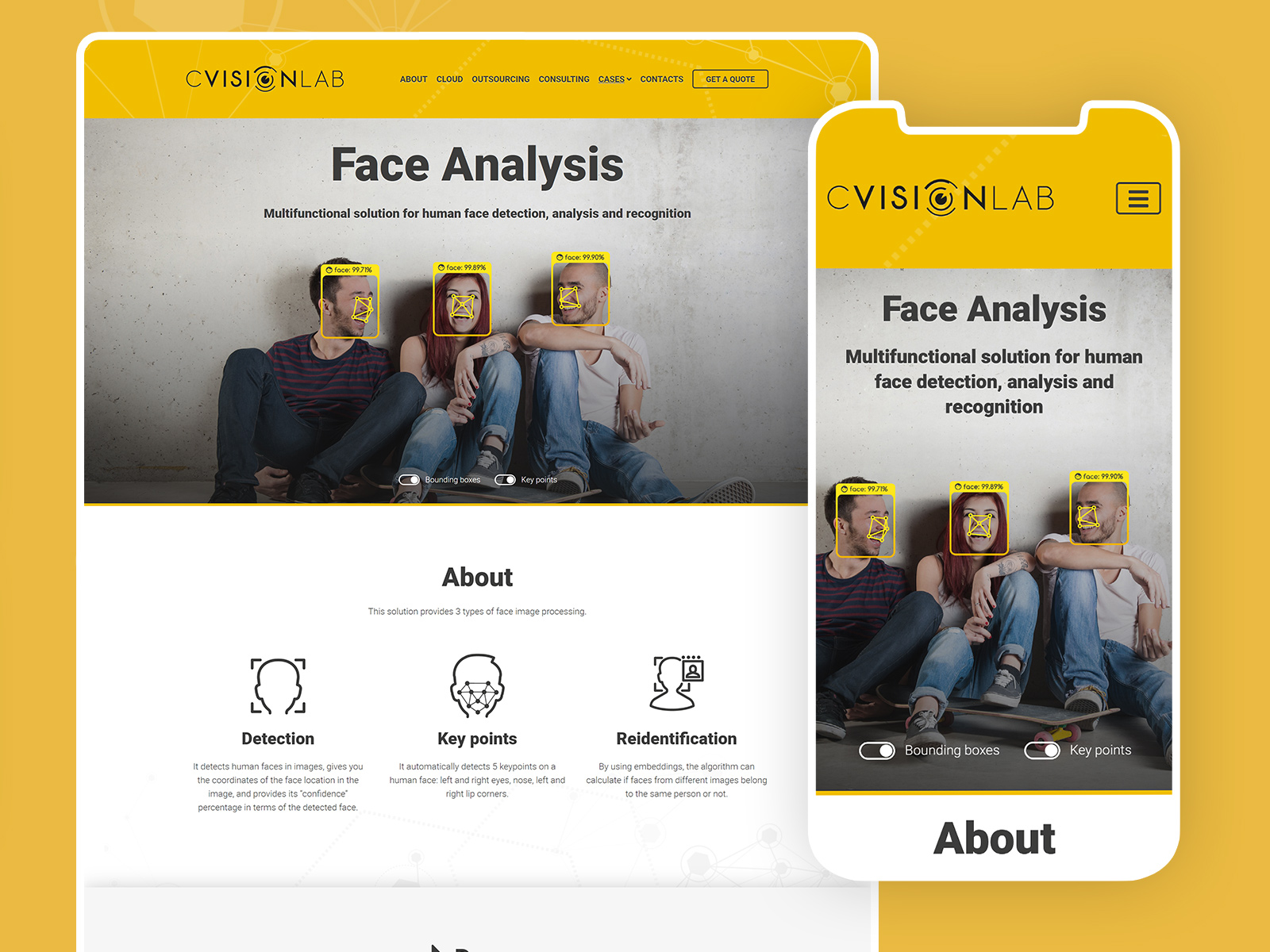 Website of the developer in the field of artificial intelligence IT company CVisionLab